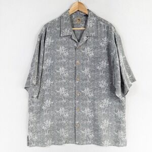 Eagle Dry Goods Co Shirt Sz Large Gray Palm Trees Silk Surfer Loop Hawaiian